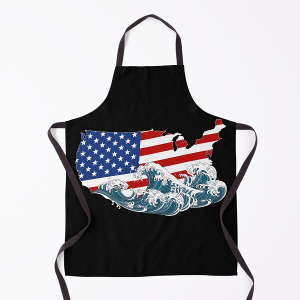 Item preview, America Map USA Flag And Japanese Tsunami Great Wave Art Costume designed and sold by 27th-Tee.