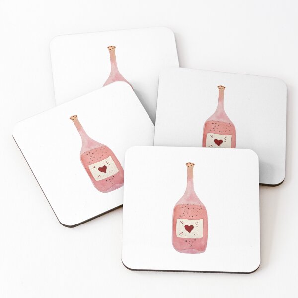 Item preview, Pink Valentines bottle watercolor illustration designed and sold by Yana Mustafina | Boho Soulful Designs.