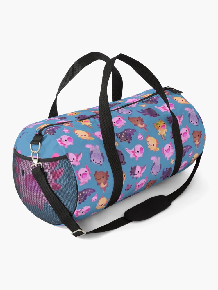Thumbnail 2 of 3, Duffle Bag, Happy axolotl - blue designed and sold by pikaole.