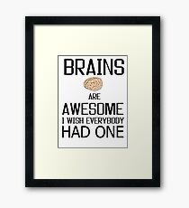 Funny Brains gift, skull mind wisdom costume tees shirts Framed Print