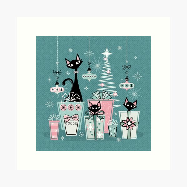 Item preview, Gatito vintage de Navidad II ©studioxtine designed and sold by studioxtine.