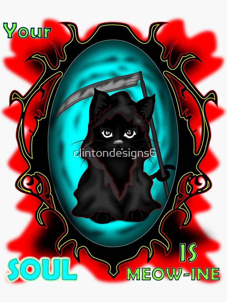 "Black Cat Grim Reaper" Sticker for Sale by clintondesigns6 Redbubble