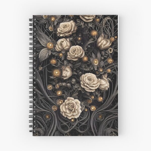 Aperçu de l'œuvre Imprimé floral : noir et or antique créée et vendue par Nylaria.