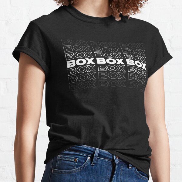 Box Box Box F1 Conception de texte délavé T-shirt classique