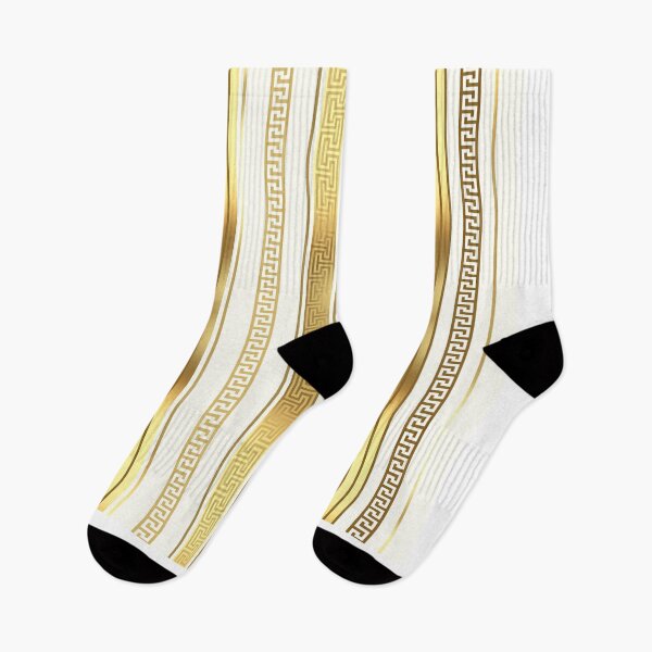 Item preview, Greek Key Gold Antique White Striped Pattern designed and sold by Yiorgos Designs.