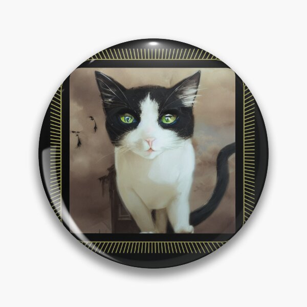 Item preview, Art Deco Creeper Kitty, Scary Gangster Tuxedo Cat designed and sold by 18thCircusCat.