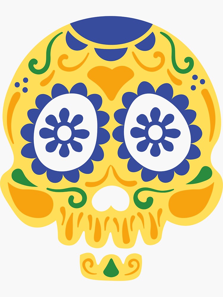 " Floral Sugar Skull Day of the Dead Dia De Muertos" Sticker for Sale