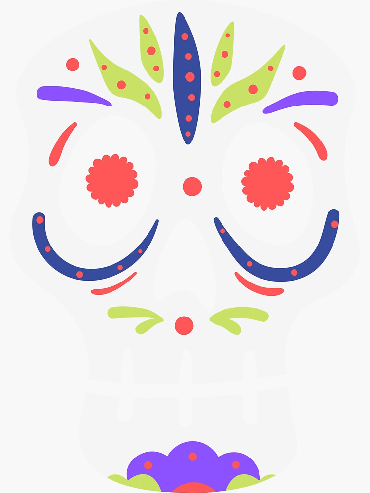 " Floral Sugar Skull Day of the Dead Dia De Muertos" Sticker for Sale