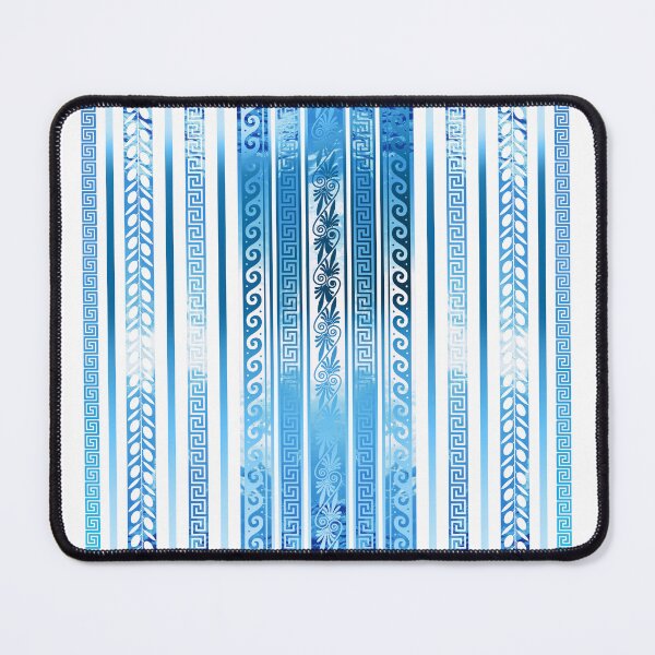 Item preview, Greek Key Blue White Striped Pattern designed and sold by Yiorgos Designs.