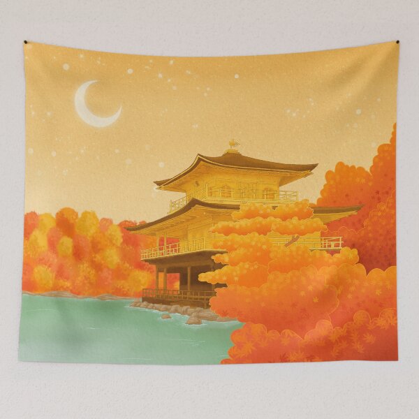 Item preview, Kinkakuji Japanese Temple in Autumn designed and sold by SugarMochi.