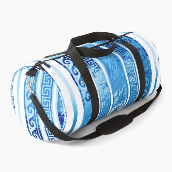 Item preview, Greek Key Blue White Striped Pattern designed and sold by Yiorgos Designs.