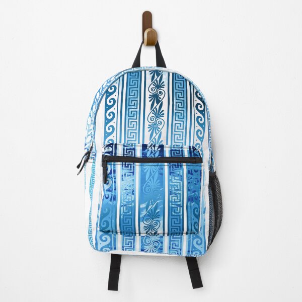 Item preview, Greek Key Blue White Striped Pattern designed and sold by Yiorgos Designs.