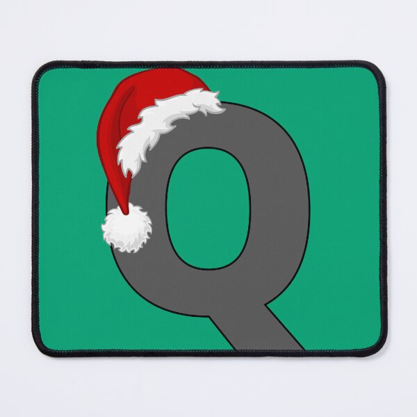 Artikelvorschau, Weihnachtsbuchstabe Q mit Weihnachtsmütze entworfen und verkauft von Lyssarien.