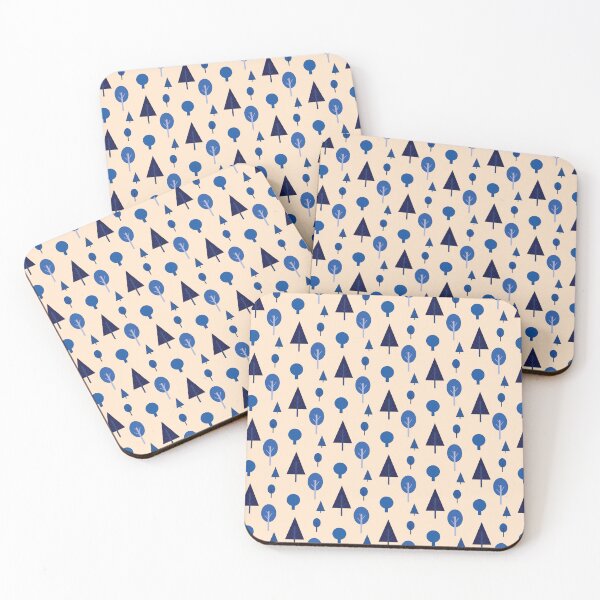 Item preview,  Blue Trees Pattern on Almond Peach Beige Background designed and sold by wenjunior.