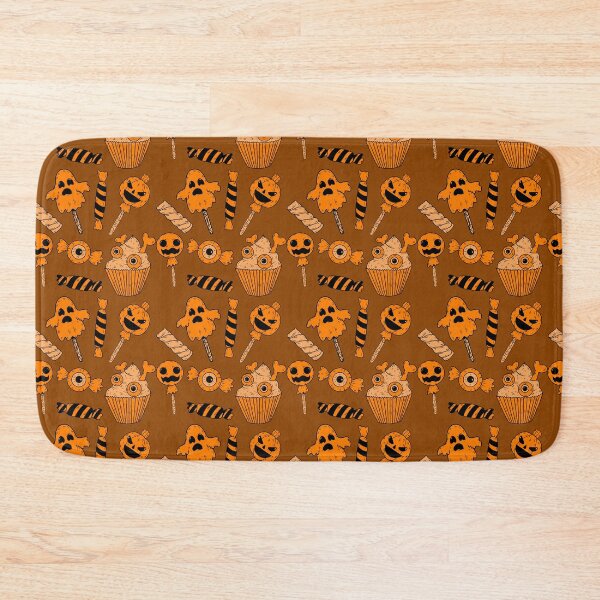 Item preview, Incredible pattern of creepy sweets with a orange background to always carry the spirit of Autumn with you designed and sold by Patternschidos.