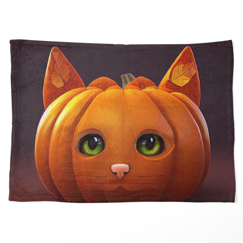 Halloween Cat and Pumpkin Hand-painted Pillow Cover 