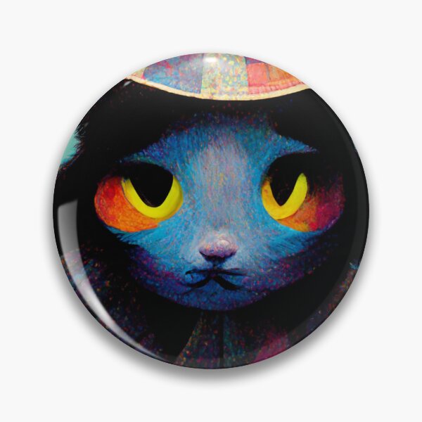Item preview, Colorful cat wearing a surreal hat designed and sold by AmazinfArt.
