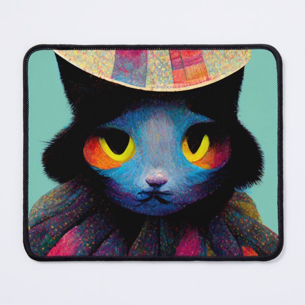Item preview, Colorful cat wearing a surreal hat designed and sold by AmazinfArt.