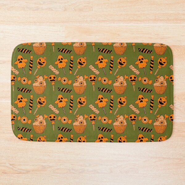 Item preview, Incredible pattern of creepy sweets with a orange background to always carry the spirit of Autumn with you designed and sold by Patternschidos.