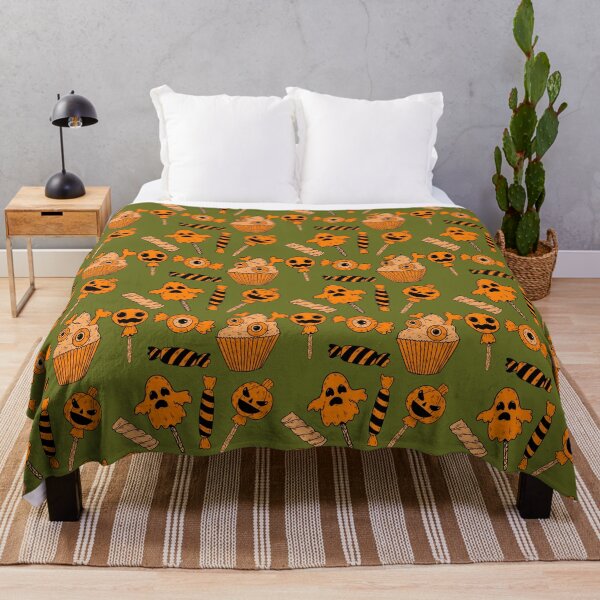 Item preview, Incredible pattern of creepy sweets with a orange background to always carry the spirit of Autumn with you designed and sold by Patternschidos.