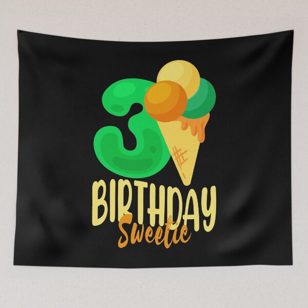 Item preview, 3rd Birthday Ice Cream Age 3 Scoop Birthday Party Girl Kid Gift designed and sold by TMelonShop.