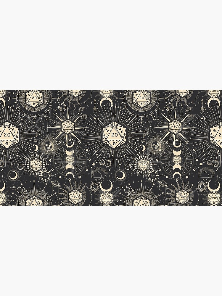 Thumbnail 5 of 5, Mouse Pad, DND CELESTIAL DICE, pattern, D20 Stars constellation, sun and crescent designed and sold by DungeonAtelier.