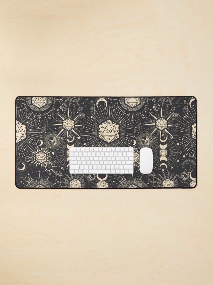 Thumbnail 1 of 5, Mouse Pad, DND CELESTIAL DICE, pattern, D20 Stars constellation, sun and crescent designed and sold by DungeonAtelier.