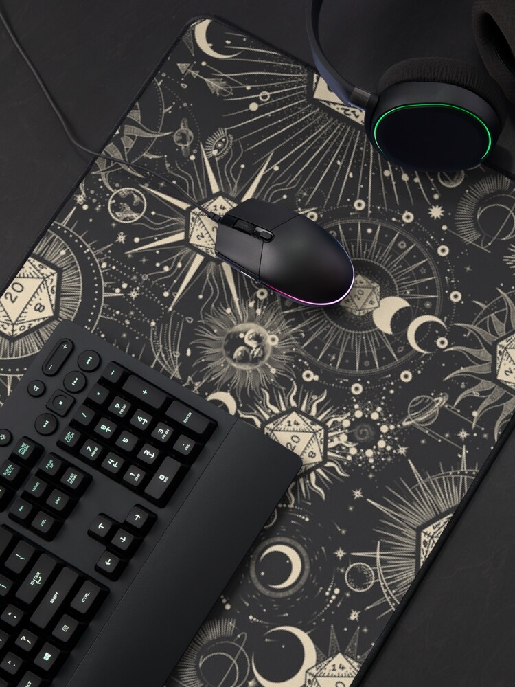 Thumbnail 4 of 5, Mouse Pad, DND CELESTIAL DICE, pattern, D20 Stars constellation, sun and crescent designed and sold by DungeonAtelier.