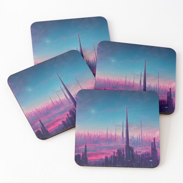 Item preview, Futuristic Vaporwave Cityscape designed and sold by Foodcolored.