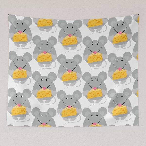 Item preview, gray mouse with a piece of cheese designed and sold by Zhanna Lenivaya.