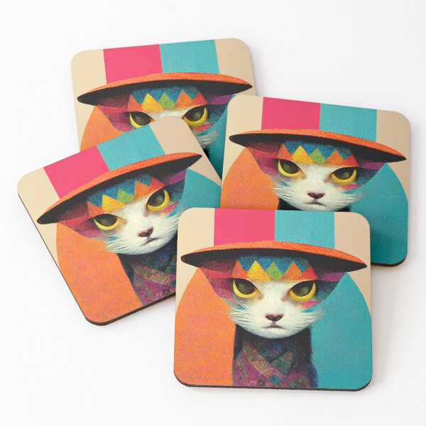 Item preview, cat wearing a hat with spectacular colors designed and sold by AmazinfArt.