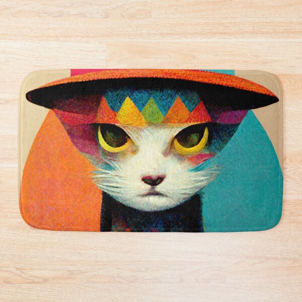 Item preview, cat wearing a hat with spectacular colors designed and sold by AmazinfArt.