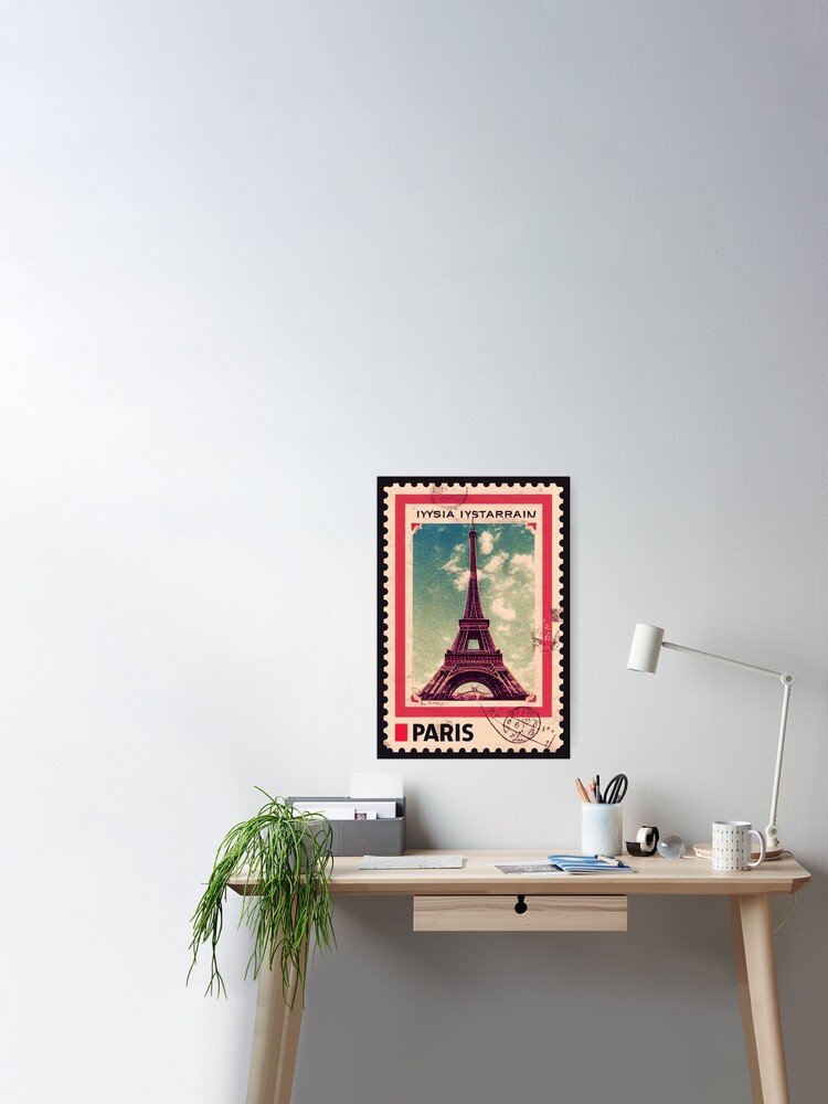 Paris Postal Stamp with Eiffel Tower - By Kiradlynn Designs AI | Poster