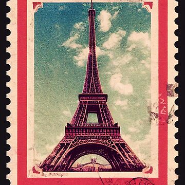 Paris Postal Stamp with Eiffel Tower - By Kiradlynn Designs AI | Poster