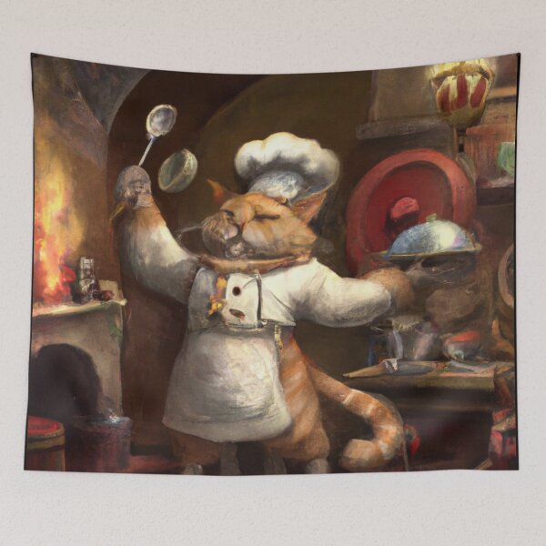 Item preview, Lyam the Cat, perfecting a dish (Baroque) designed and sold by thecatandkettle.