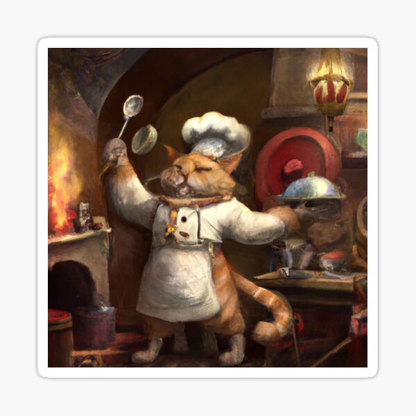 Item preview, Lyam the Cat, perfecting a dish (Baroque) designed and sold by thecatandkettle.