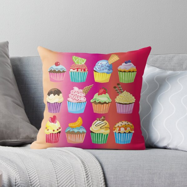 Cupcakes Galore Delicious Yummy Sugary Sweet Baked Treats Throw Pillow