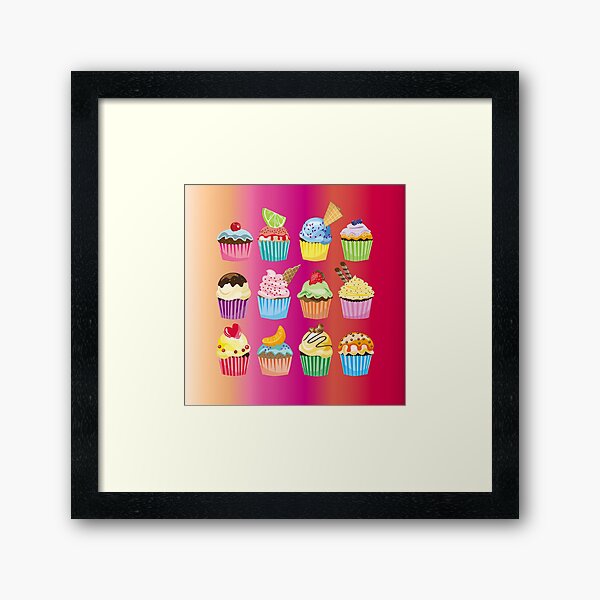 Cupcakes Galore Delicious Yummy Sugary Sweet Baked Treats Framed Art Print