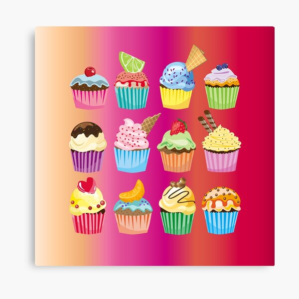 Cupcakes Galore Delicious Yummy Sugary Sweet Baked Treats Canvas Print