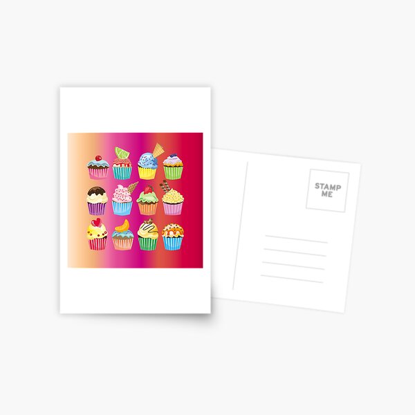 Cupcakes Galore Delicious Yummy Sugary Sweet Baked Treats Postcard