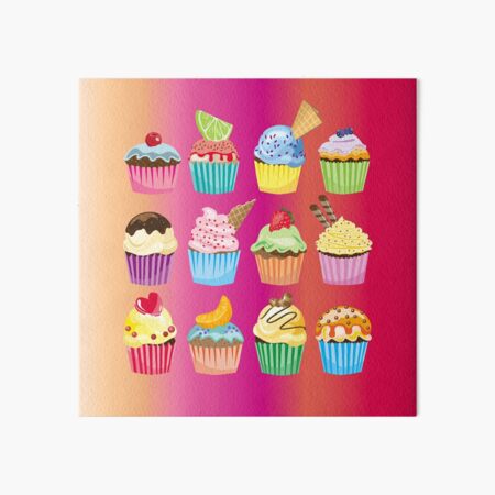 Cupcakes Galore Delicious Yummy Sugary Sweet Baked Treats Art Board Print