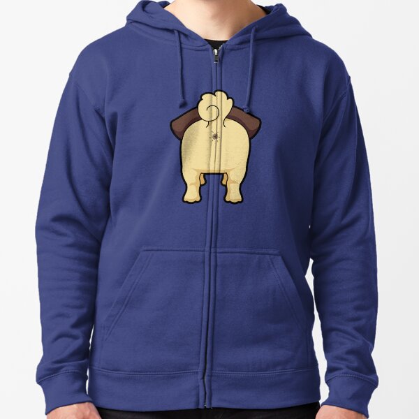 Happy Pug Puppy Dog Wiggle Butt Zipped Hoodie