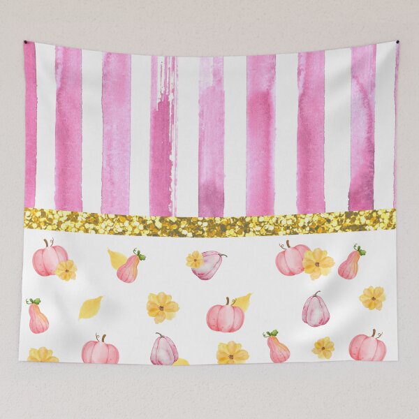Item preview, Pink Pumpkins And Flowers With Glitter (Stripes 1) designed and sold by SimplyMe-Plus.