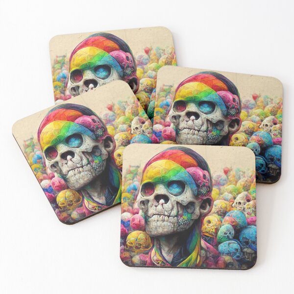 Item preview, Hundreds of rainbow-colored skulls, graffiti, detailed, designed and sold by AmazinfArt.