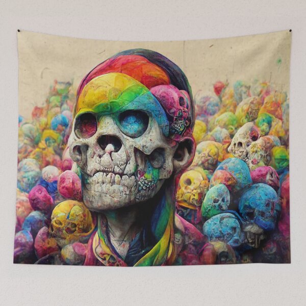 Item preview, Hundreds of rainbow-colored skulls, graffiti, detailed, designed and sold by AmazinfArt.