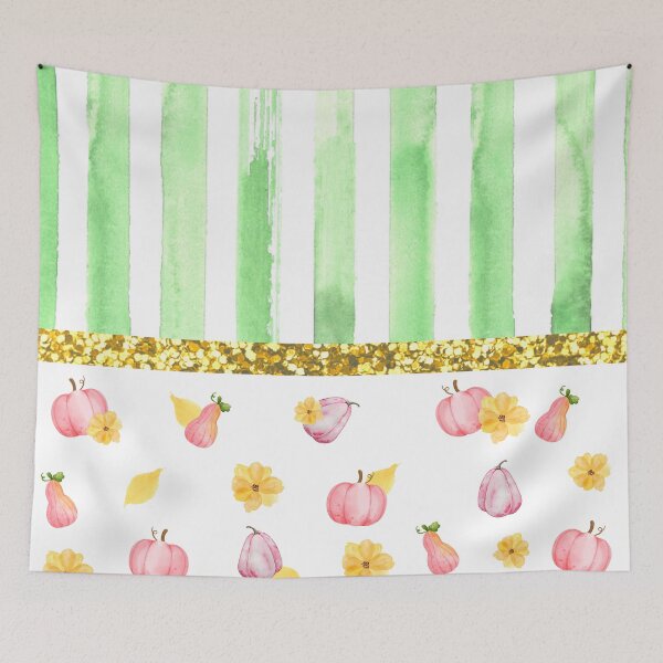 Item preview, Pink Pumpkins And Flowers With Glitter (Stripes 3) designed and sold by SimplyMe-Plus.