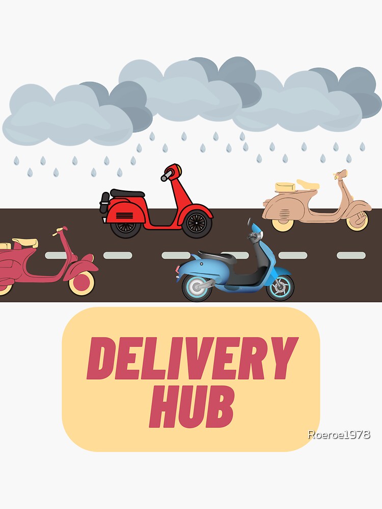 "delivery hub" Sticker for Sale by Roeroe1978 Redbubble