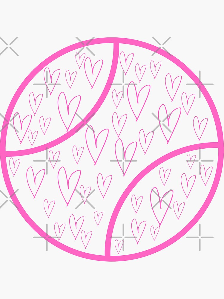 "Tennis Ball Filled With Hearts Sticker" Sticker for Sale by