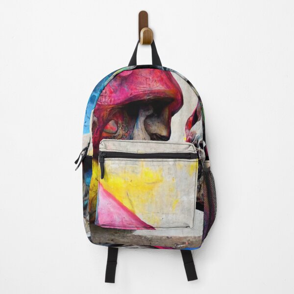 Item preview, Colored skulls facing each other with graffiti detail designed and sold by AmazinfArt.