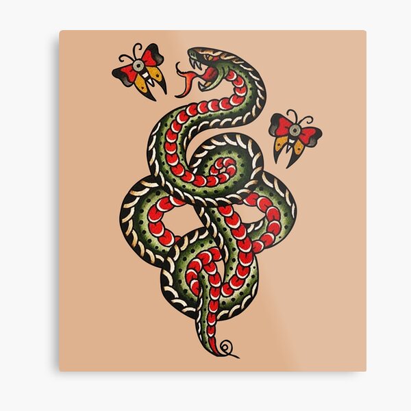 Snake Tattoo Metal Prints for Sale | Redbubble Snake Tattoo Metal Prints for Sale | Redbubble